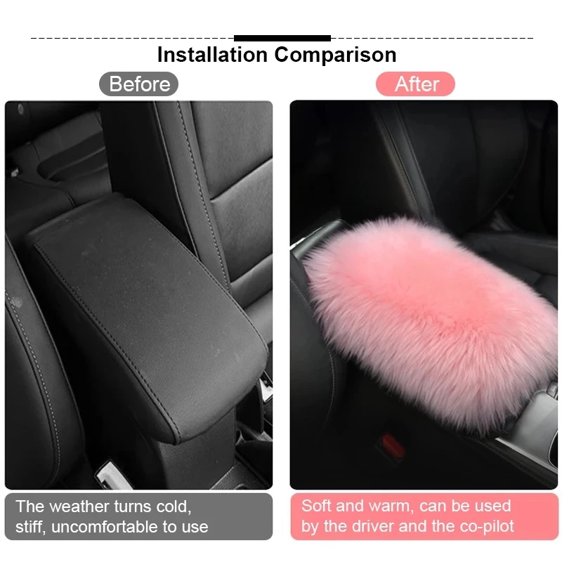 New Car Armrest Cover for 2022 Tesla Model 3/Y Universal Artificial Long Wool Plush Auto Center Console Box Covers Protector Pad