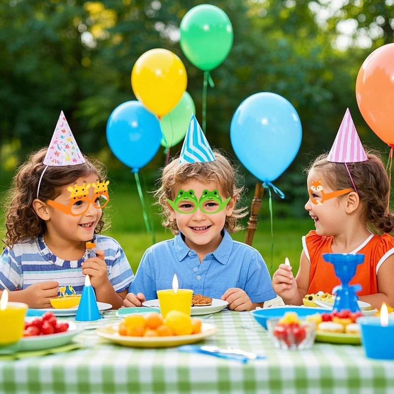 

Cute Animal Printing Child Party Use Paper Glasses Masks Elephant Zebra Animals Photobooth Props Teenager Happy Birthday Toys