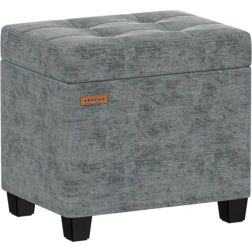 

Chenille Metal ed Storage Ottoman,12.2" D x 16.1" W x 17.7" H Tuted Upholstered Ottoman with Storage,oot Rest Stool with Legs