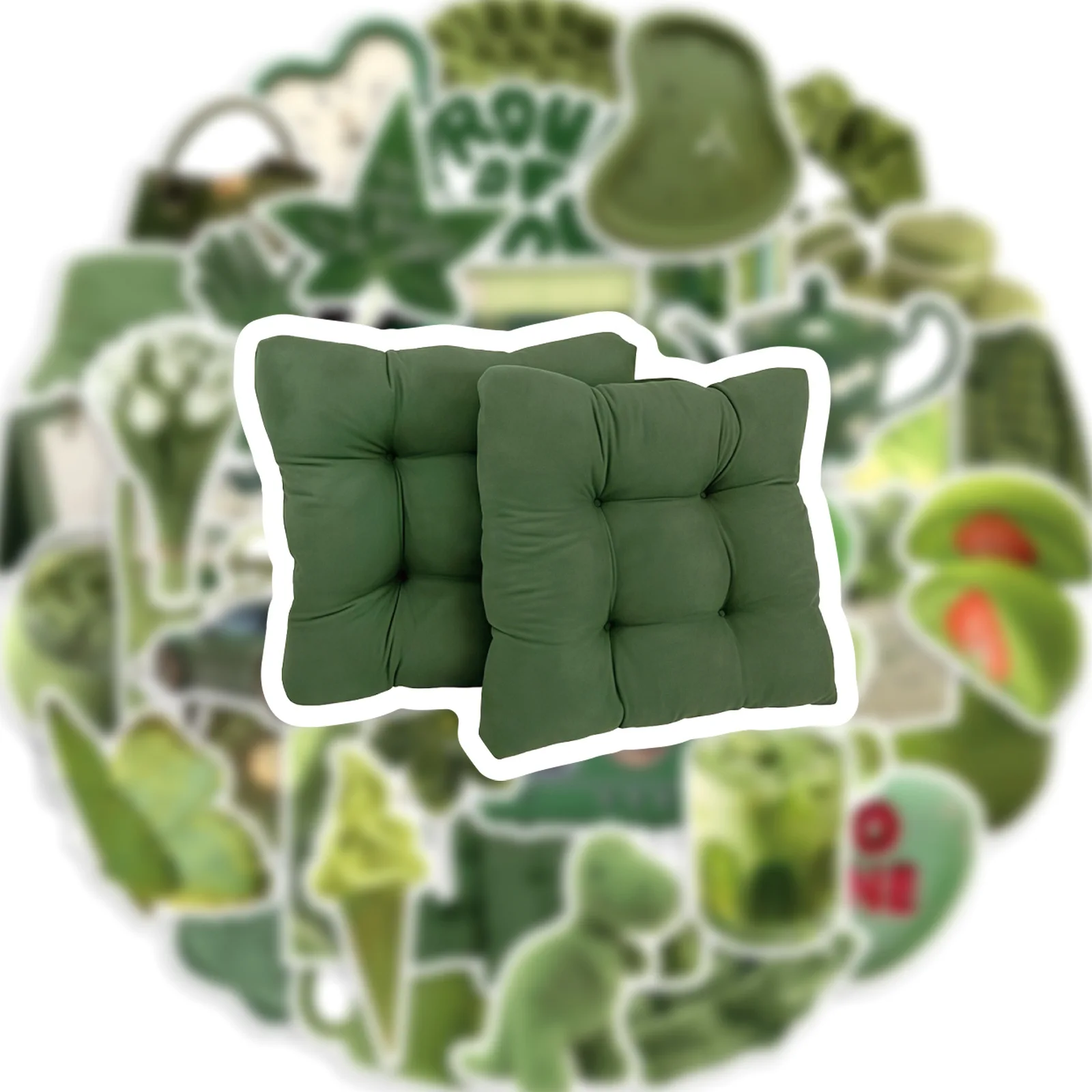 50-Pack Olive Green Artistic DIY Stickers Waterproof Graffiti Decals for Notebook Water Cup Luggage Phone Helmet Supplies