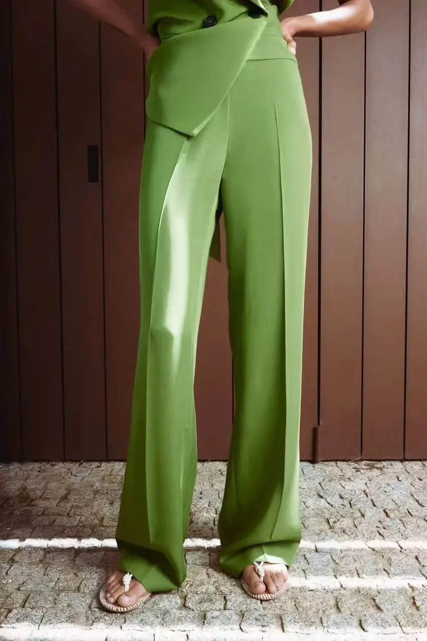 

Spring New High Waist Wide Leg Pants Women's Svel Suit Jaet Vest Faionable Polyester Material 25-35 Years Old