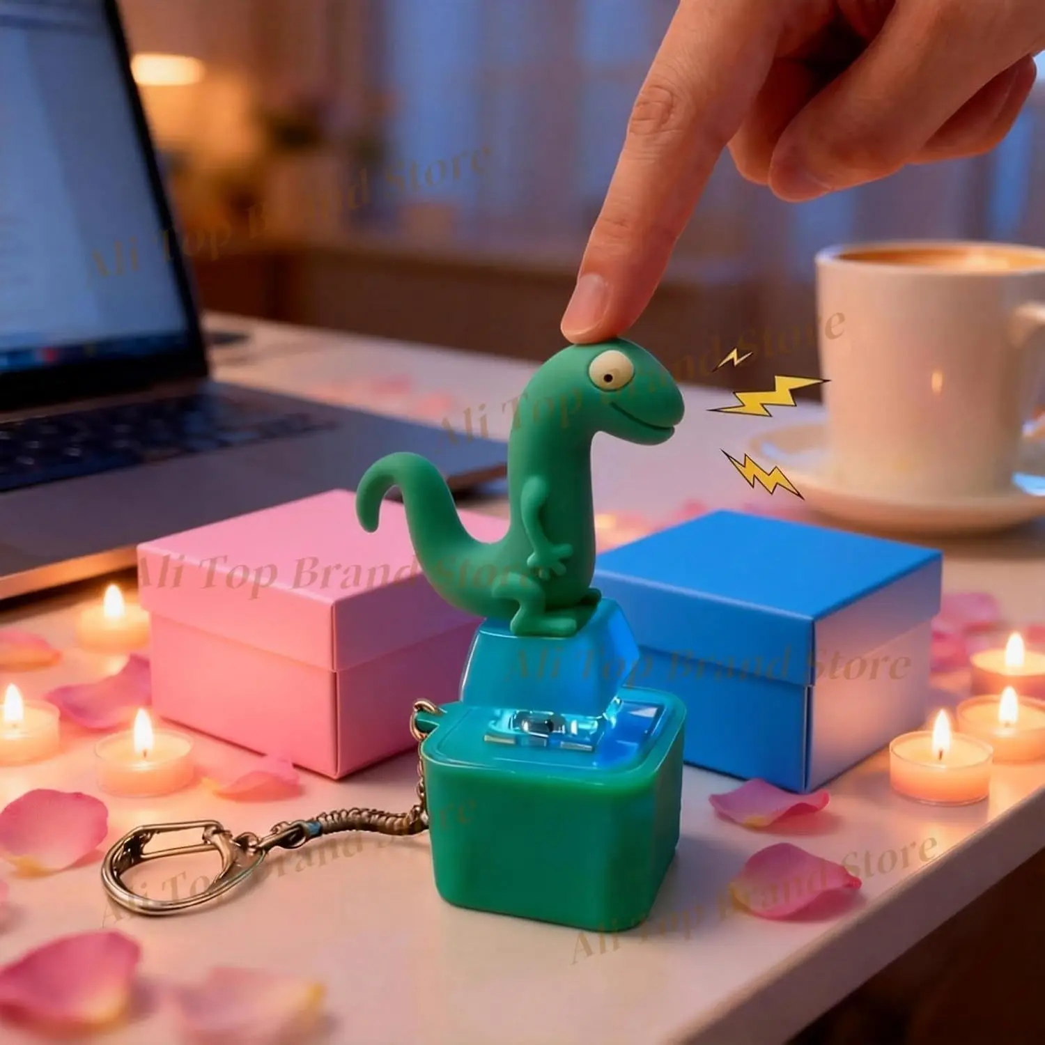 2PC Lizard Button Sound Keychain, Rechargeable Animal Keychains with Sound and Colorful Lights,2026 New Adults Keyboard Keychain