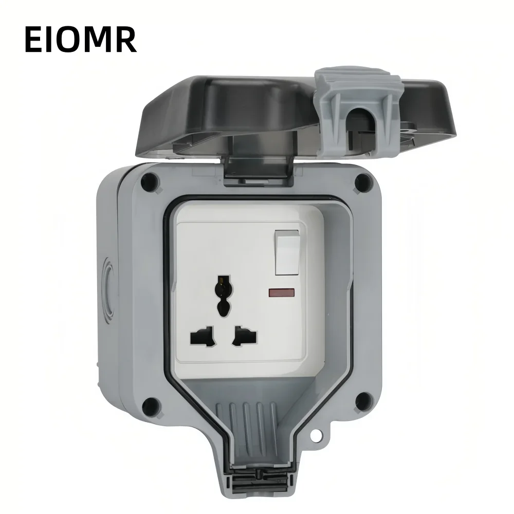 EIOMR IP66 wasserdichte staubdichte Box, geschaltete Steckdose für den Außenbereich, Steckdosenbox, geeignet für Outdoor-Gärten, Zuhause, Badezimmer