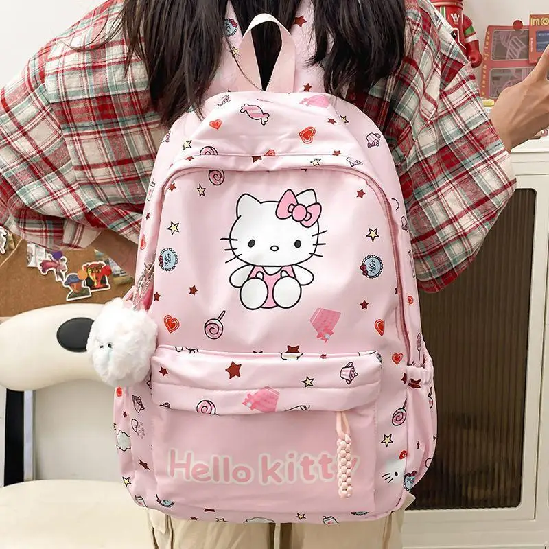 

Sanrio Children New Style Backpack Hello Kittys Girl Fashion Schoolbag Kuromi Student Lightweight Backpack Wear-Resistant Hot
