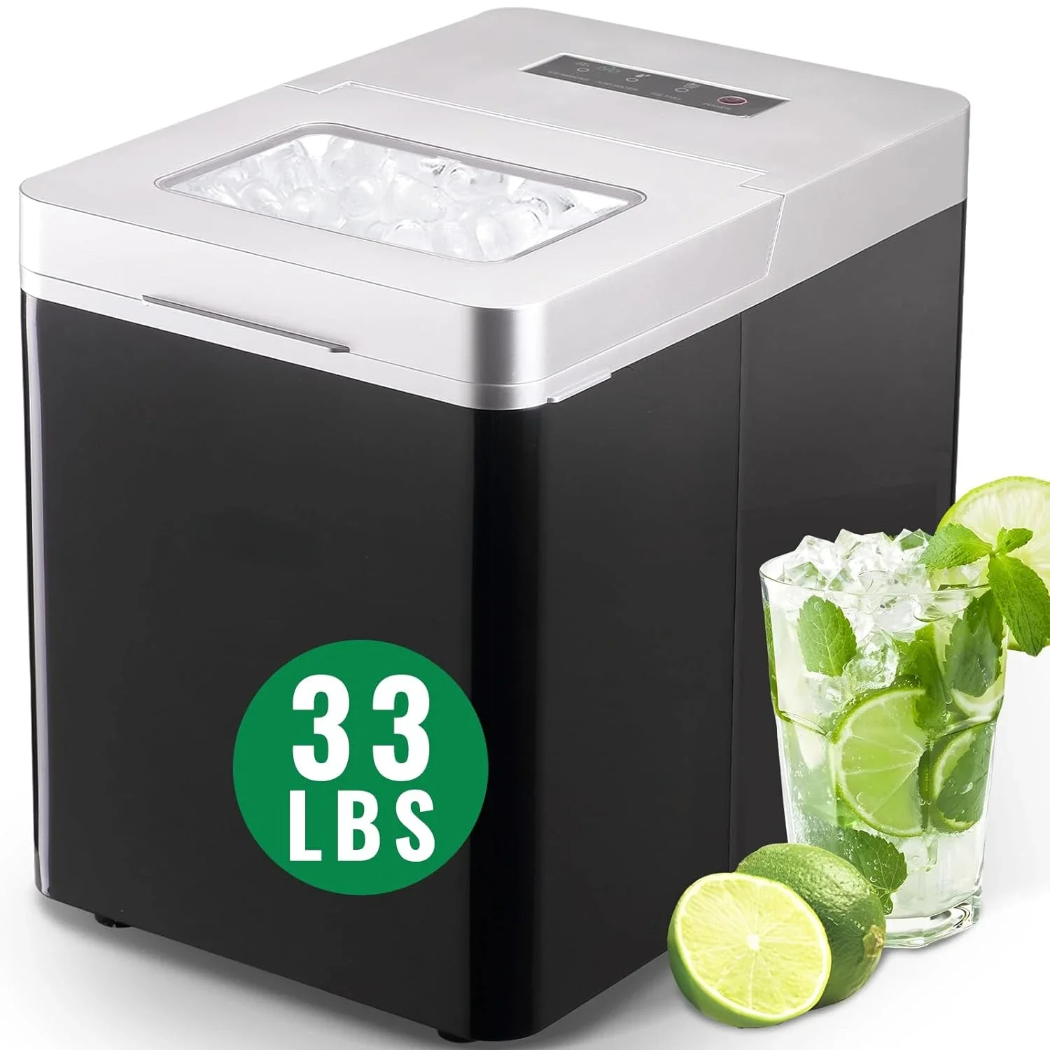 

Ice Maker Countertop 9 Piece Efficient Ice Maker Produces 33 Pounds in 24 Hours with Fast Ice Making in 8 Minutes - Easy to Clea