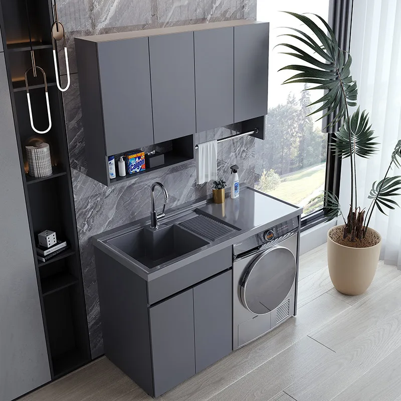 c13-Modern Honeycomb Aluminum Balcony Laundry Cabinet Nordic Creative Sink Washboard Washer Combo  Bathroom Furniture muebles