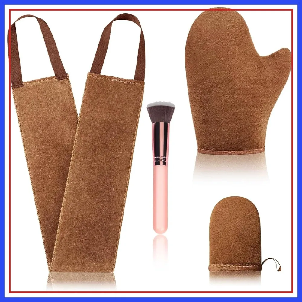 

4 Pcs Self Tanner Mitt Applicator Kit - Reusable, Streak-Free Tanning Gloves for Body & Face
