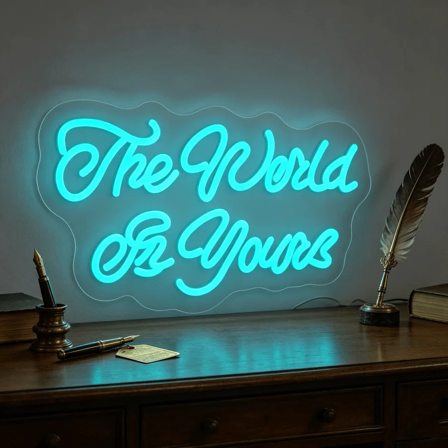 

The World Is Yours Neon Sign LED USB Dimmable Aesthetic Night Light for Bar Game Room Decor Wall Art Motivational Decoration