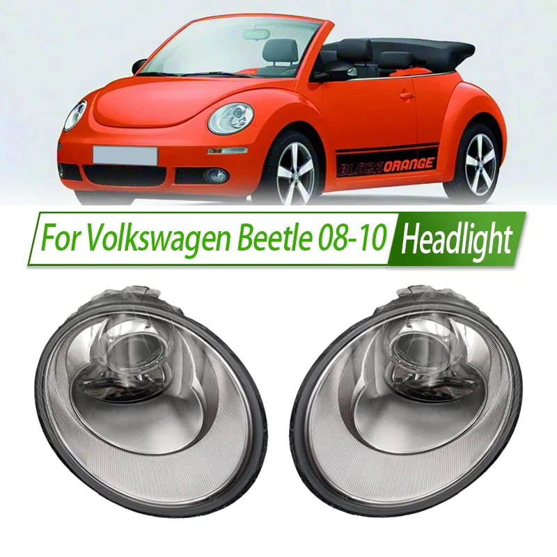 For Volkswagen Beetle 2008-10 Headlight Assembly OEM Style Front Headlamp Bulb Socket Plug & Play Replacement