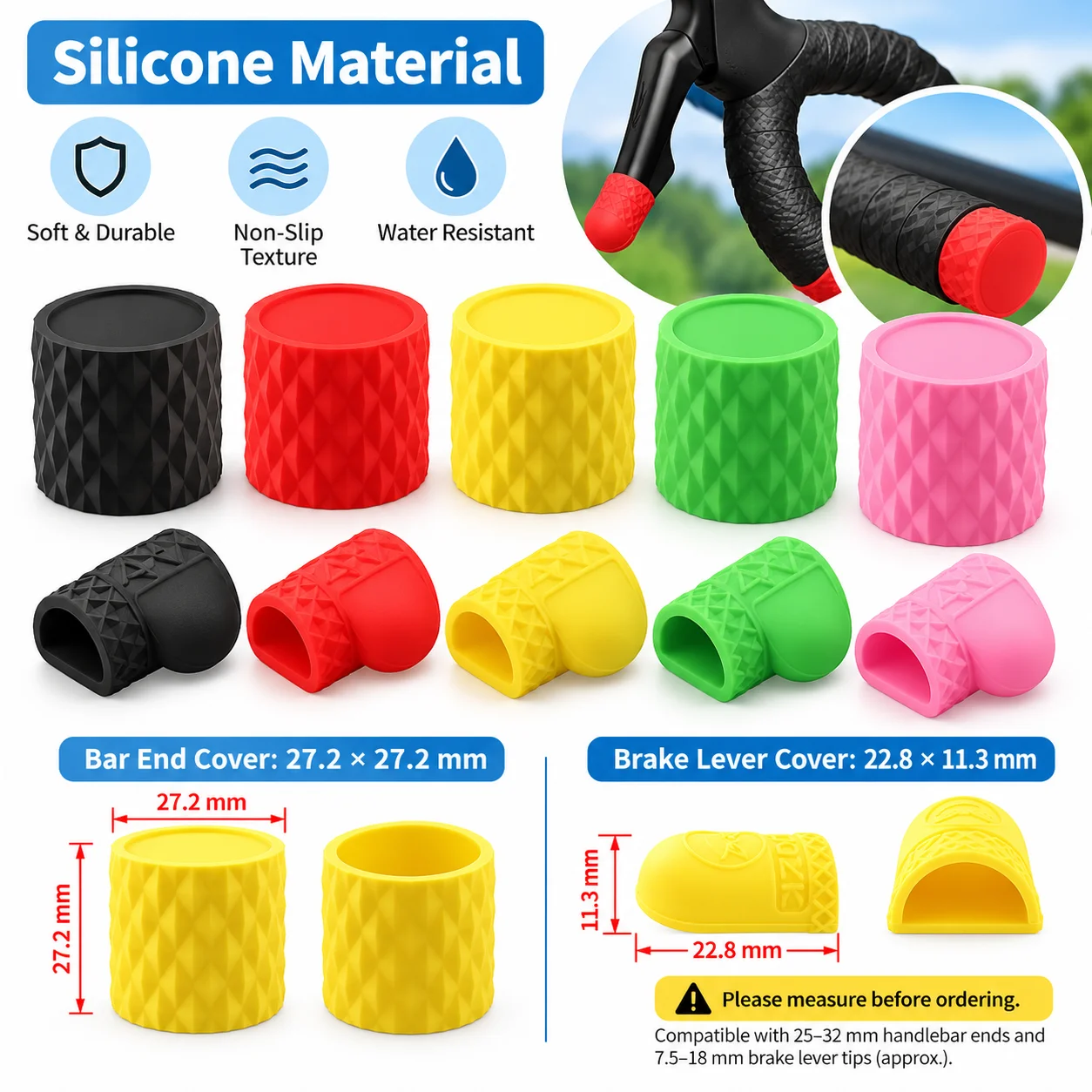 1 Pair Handlebar Tape Protective Cover Road Bike Brake Lever Shifter Lever Protective Ring Dual Control Lever Anti-Scratch Fixed