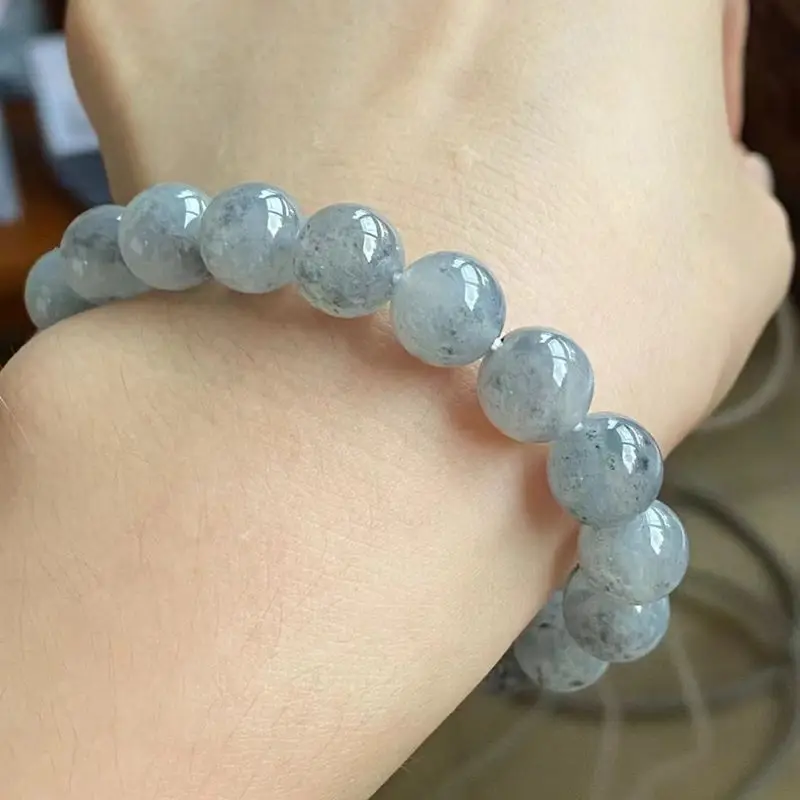 Myanmar Natural Jadeite Bracelet Ice-like Transparent Moisturizing Personality Characteristic Black Chicken Big rou