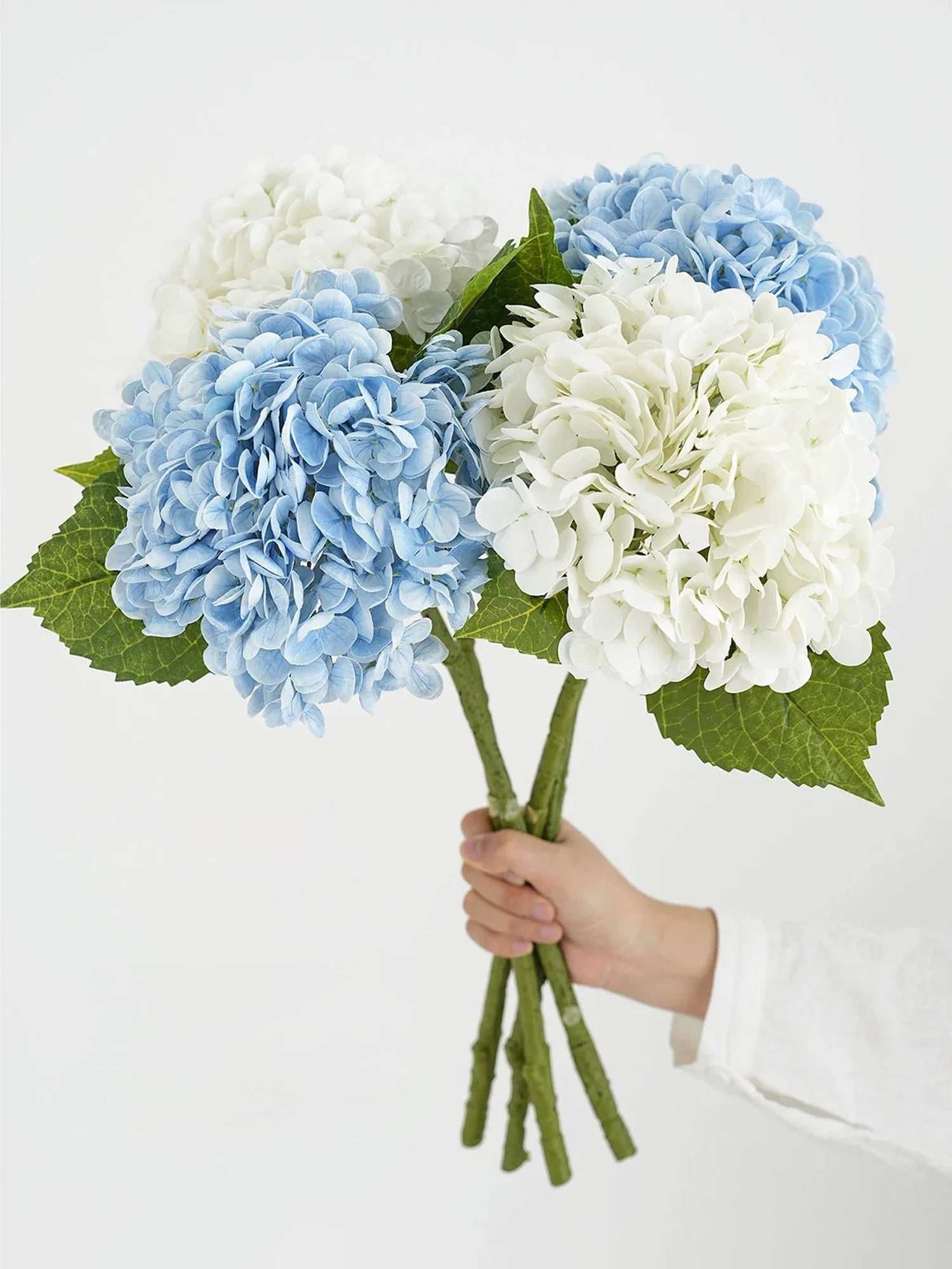 Blue Artificial Hydrangea Flowers Real Touch Artificial Hydrangea Branches Decoration Wedding Bouquet Flower Arrangement