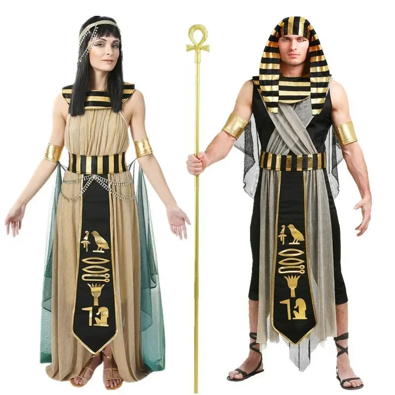 

Ancient Egypt Egyptian Pharaoh Costume for Women Men King Cleopatra Queen Cosplay Carnival Party Medieval Couple Party Dress