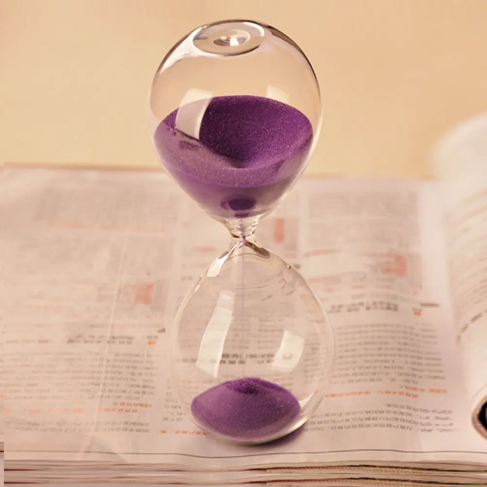 Purple 15 Minutes Hourglass Timer Colored Glass Sandglass Sand Clock for Cooking Games Exercise Home Office Decoration Sand