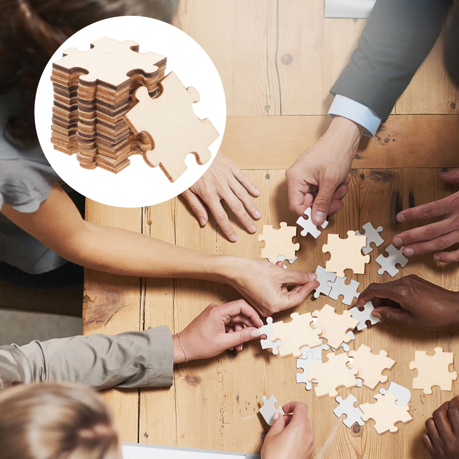 

100 Pcs Puzzles for Adults DIY Building Block Unfinished Wood Kids Blank Make Your Own Child