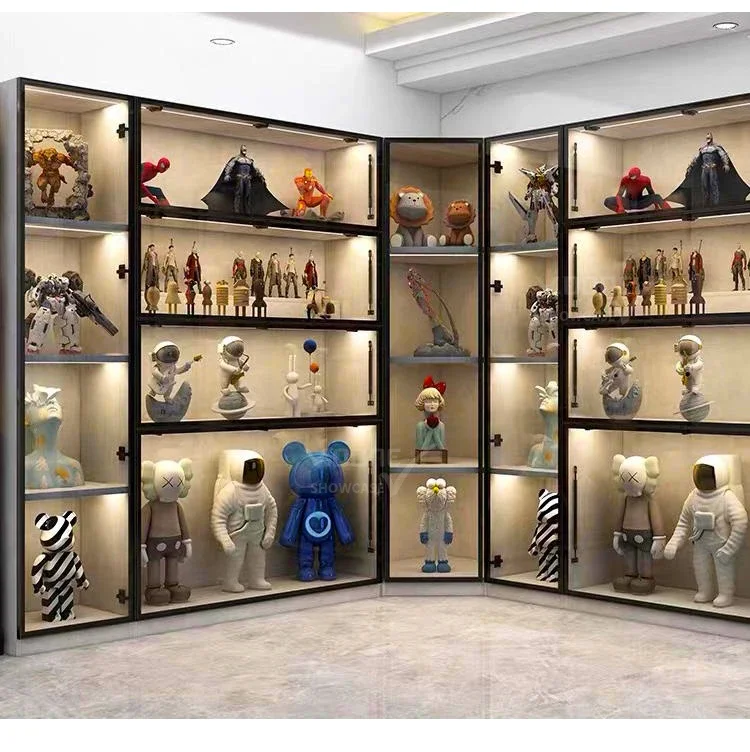 Premium Glass Display Cabinet with LED Lighting - Modern Showcase for Retail Home