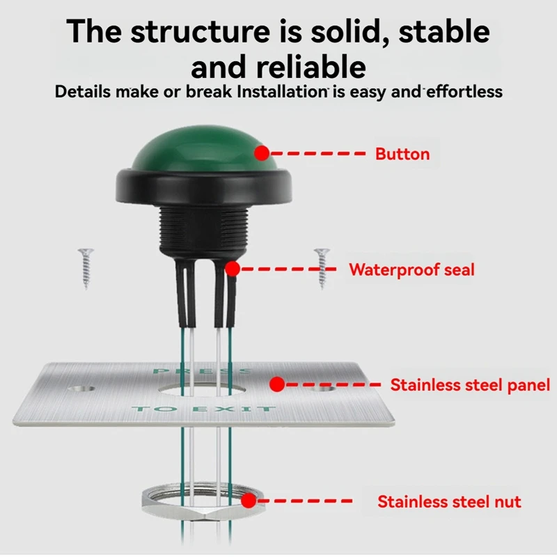 Door Exit Push Button Release Switch Opener Stainless Steel Panel For Door Access Control System Entry Open