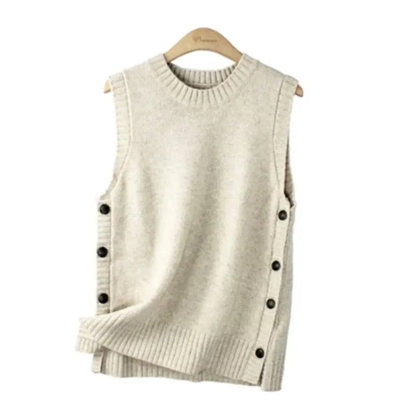 New Sleeveless Knitwear Japanese Kam Shoulder Vest Sheep Sweater Tank Top Women\'s Design Feels Small