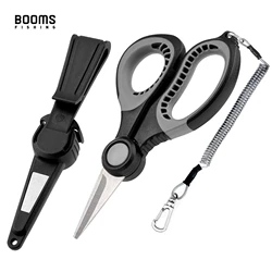 Booms Fishing S06 Braid Line Scissors Stainless Steel Anti-Slip Handle with Sheath Sharp Wire Cutter Sea Fishing Pliers Tools