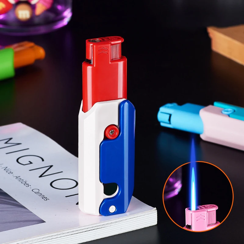 Fun Gravity Radish Decompression Hot selling Inflatable Blue Flame Lighter with High Quality Windproof Direct Charge Lighter