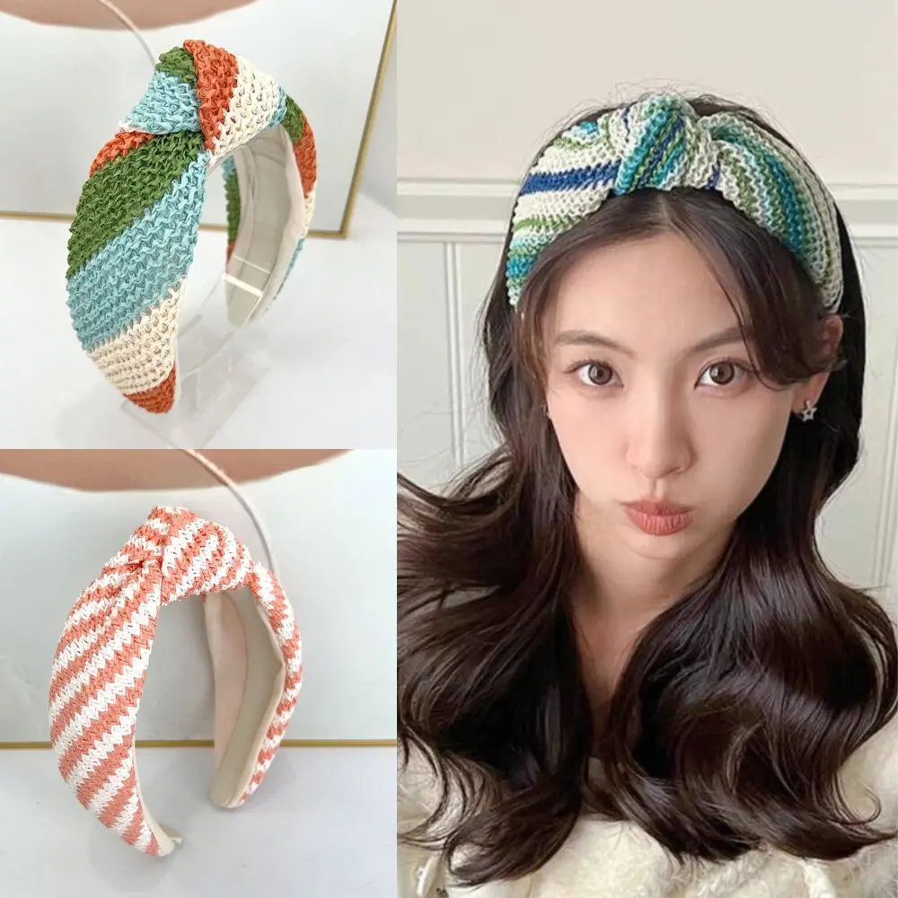 2024 New Handmade Colorful Weaving Head Hoop Women Beach Travel Casual Hairbands Fashion Headwear Lady Hair Accessories Hot