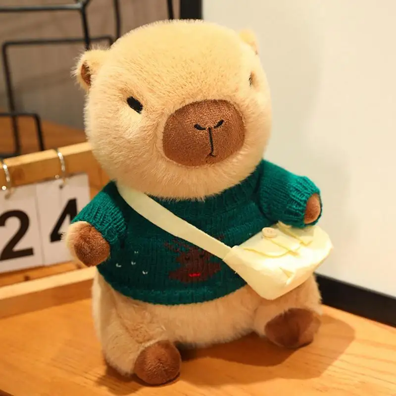 Capivara-Bonitinho de Pelúcia com Bolsa Crossbody, Brinquedo De Pelúcia, Almofada Macia, Boneca De Pelúcia, Engraçado, 23cm