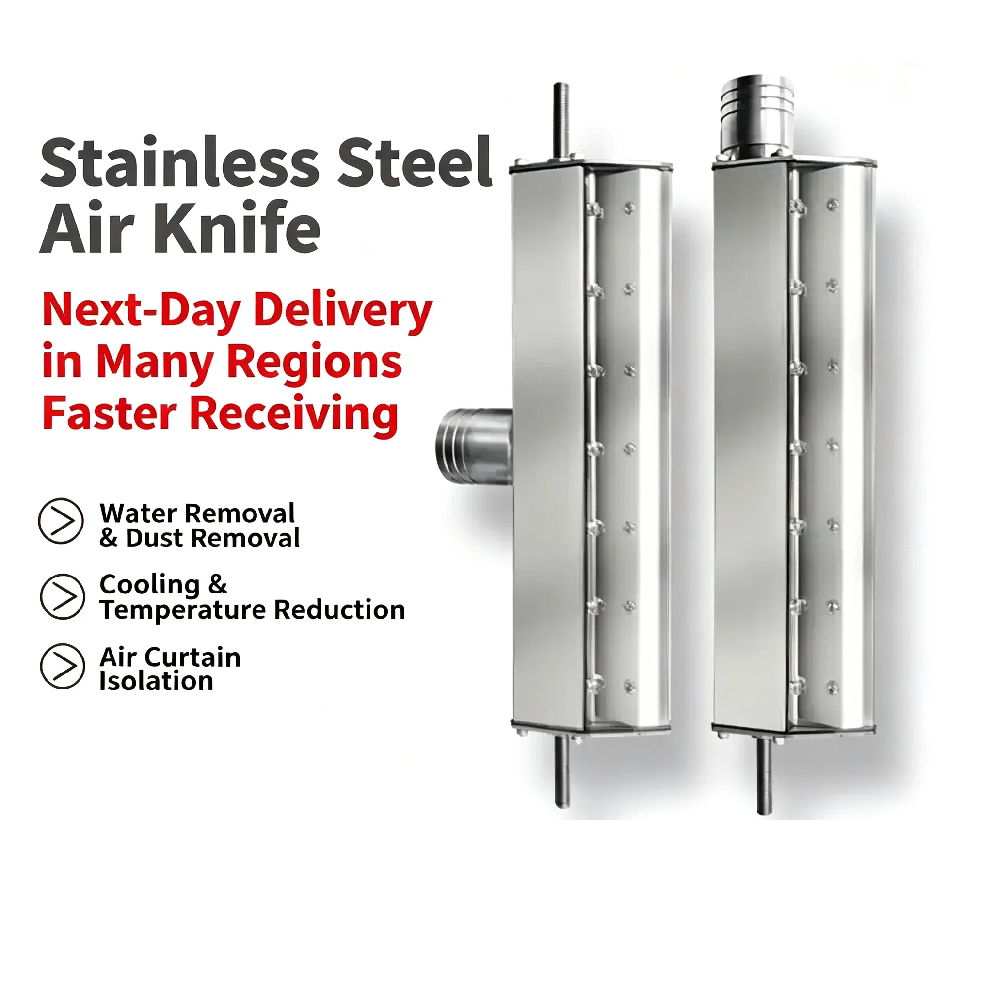 Assembly Line Drying And Cleaning 304 Stainless Steel Hot-Air Blower Air Knife Dust Removal Air Knife For Drive Conveyor Belt