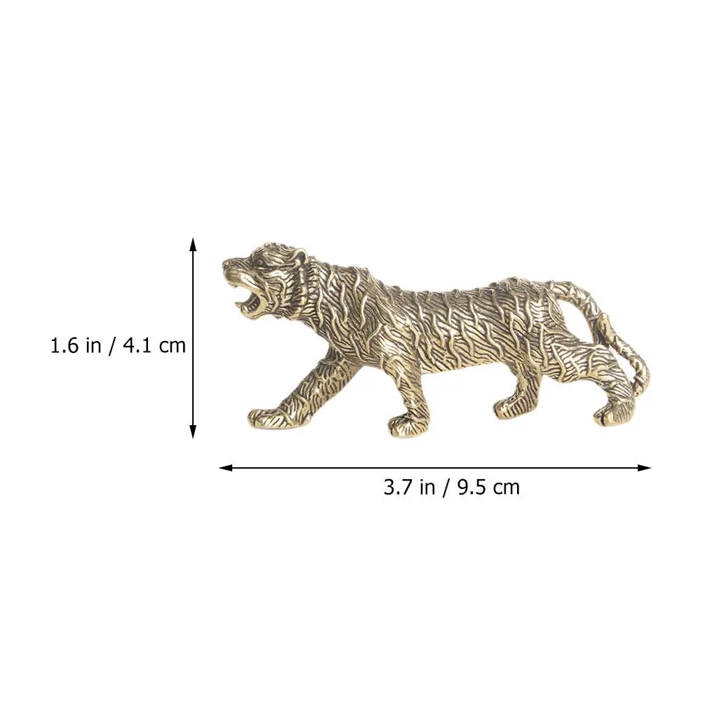 Brass Small Retro Tiger Desktop Ornament Vintage Animal Statue Creative Home Office Brass Decor Paperweight Tiger Ornament