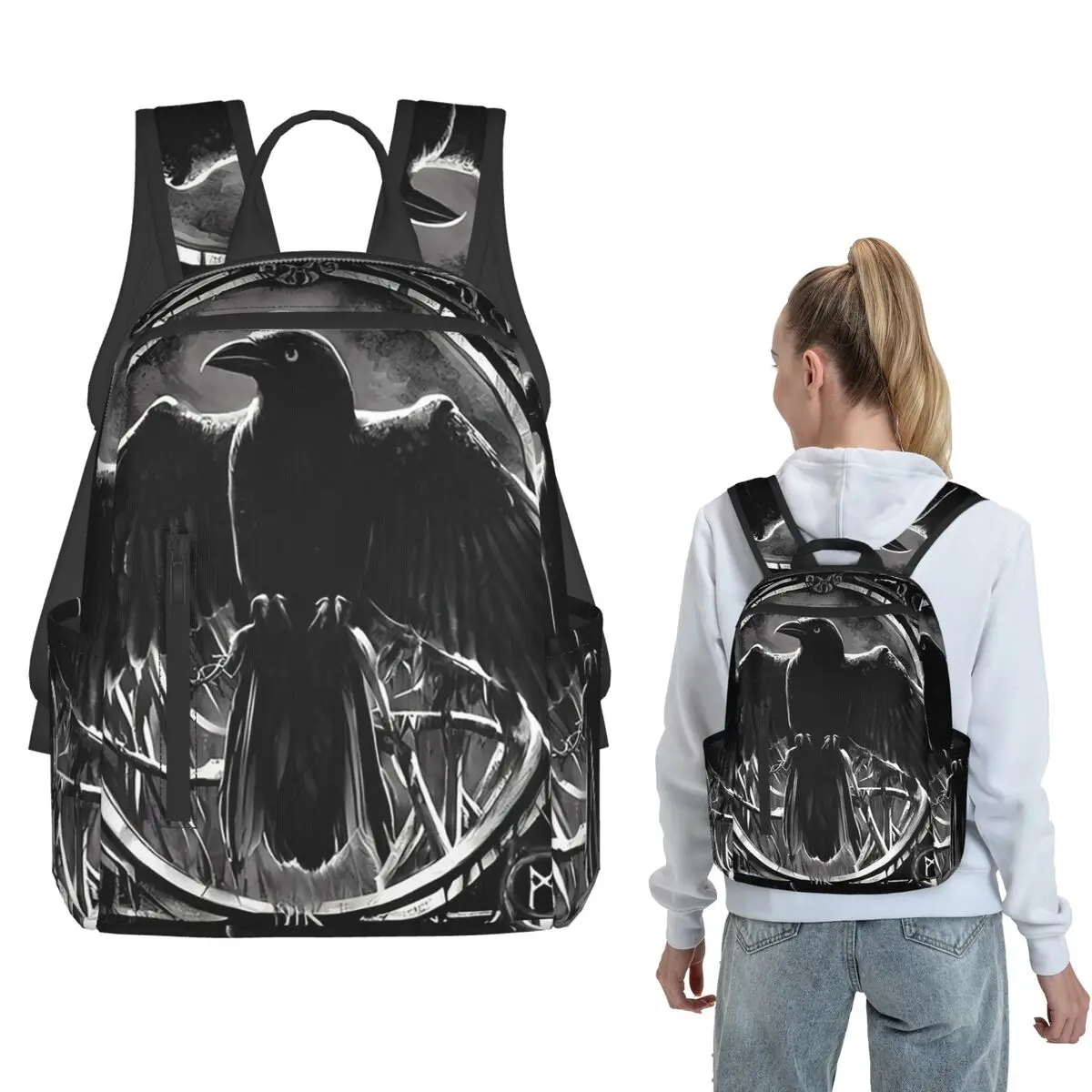 Odin's Watcher Yggdrasil Raven Backpack Large Capacity Boys Girls BookBag School Bag Shoulder Bags for Men Women