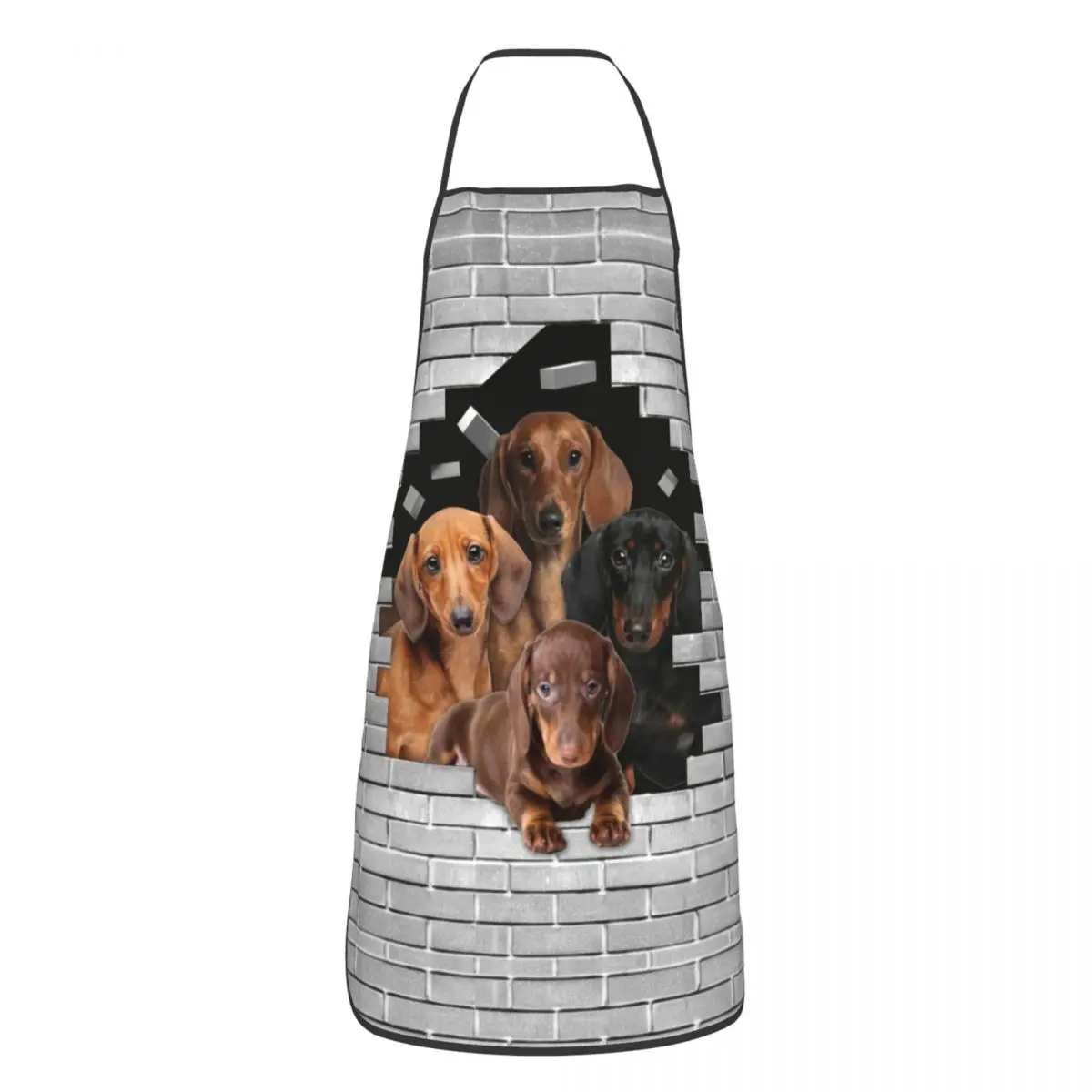 Unisex Dachshund Dog In Cement Brick Kitchen Chef Cooking Baking Apron Badger Wiener Sausage Tablier Cuisine for Gardening