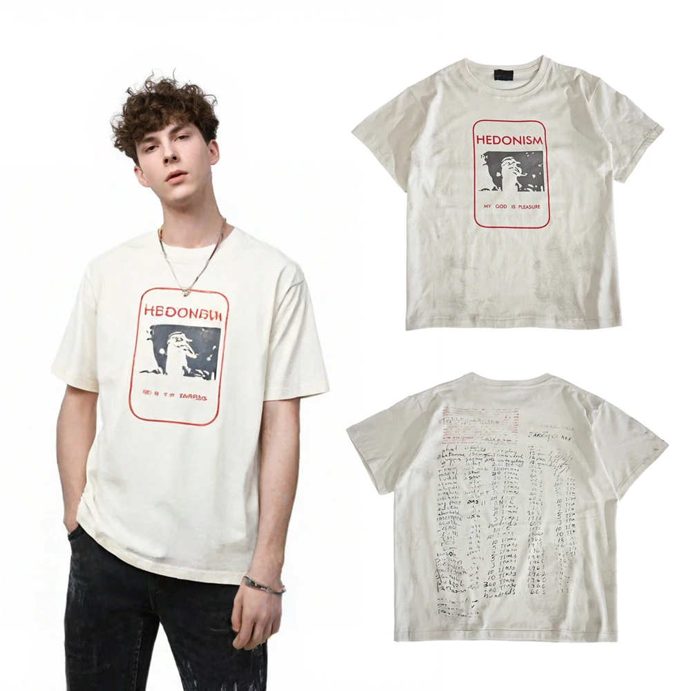 Summer Tops Y2k Streetwear Graphic T Shirts Harajuku Hip Hop Street Style Cotton Distressed Clothing Short Sleeve Tees for Men's