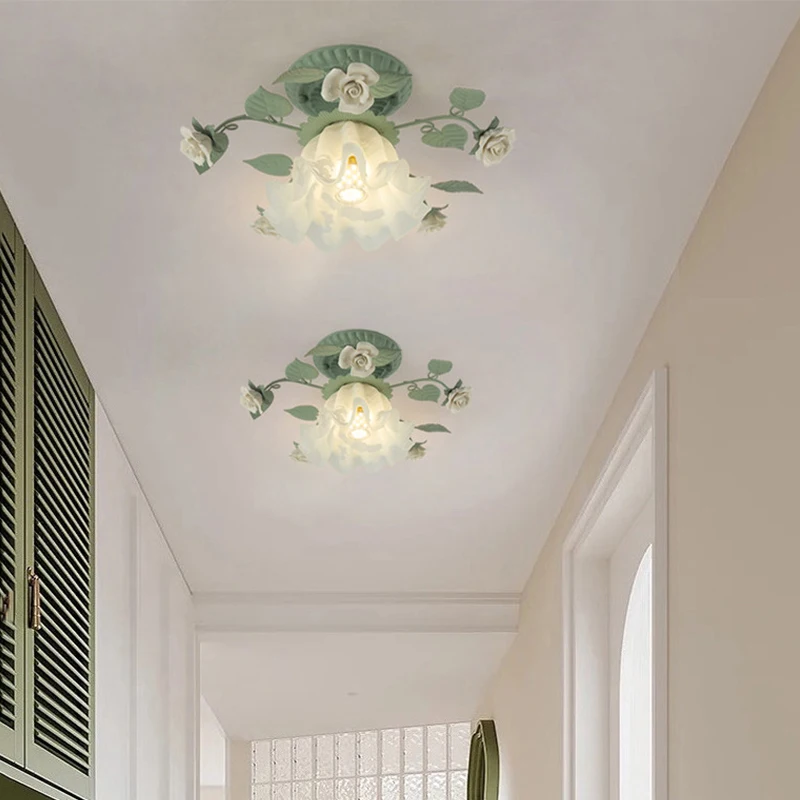 French Style Countryside Corridor Corridor Light Bell Orchid Grass Ceiling Lamp Entrance Porch Balcony Homestay Lighting Fixture