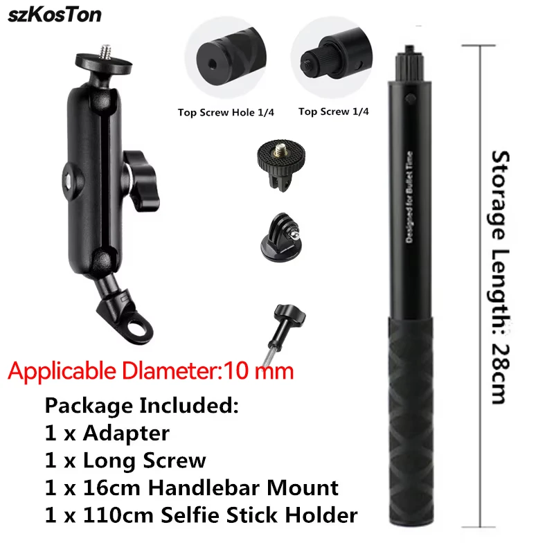 SZKOSTON Motorrad Fahrrad Kamera Halter Lenker Halterung Fahrrad Halterung für GoPro 13 12 11 10 9 8 DJI Action 6 5 Pro NANO Insta360 X5 X4 9