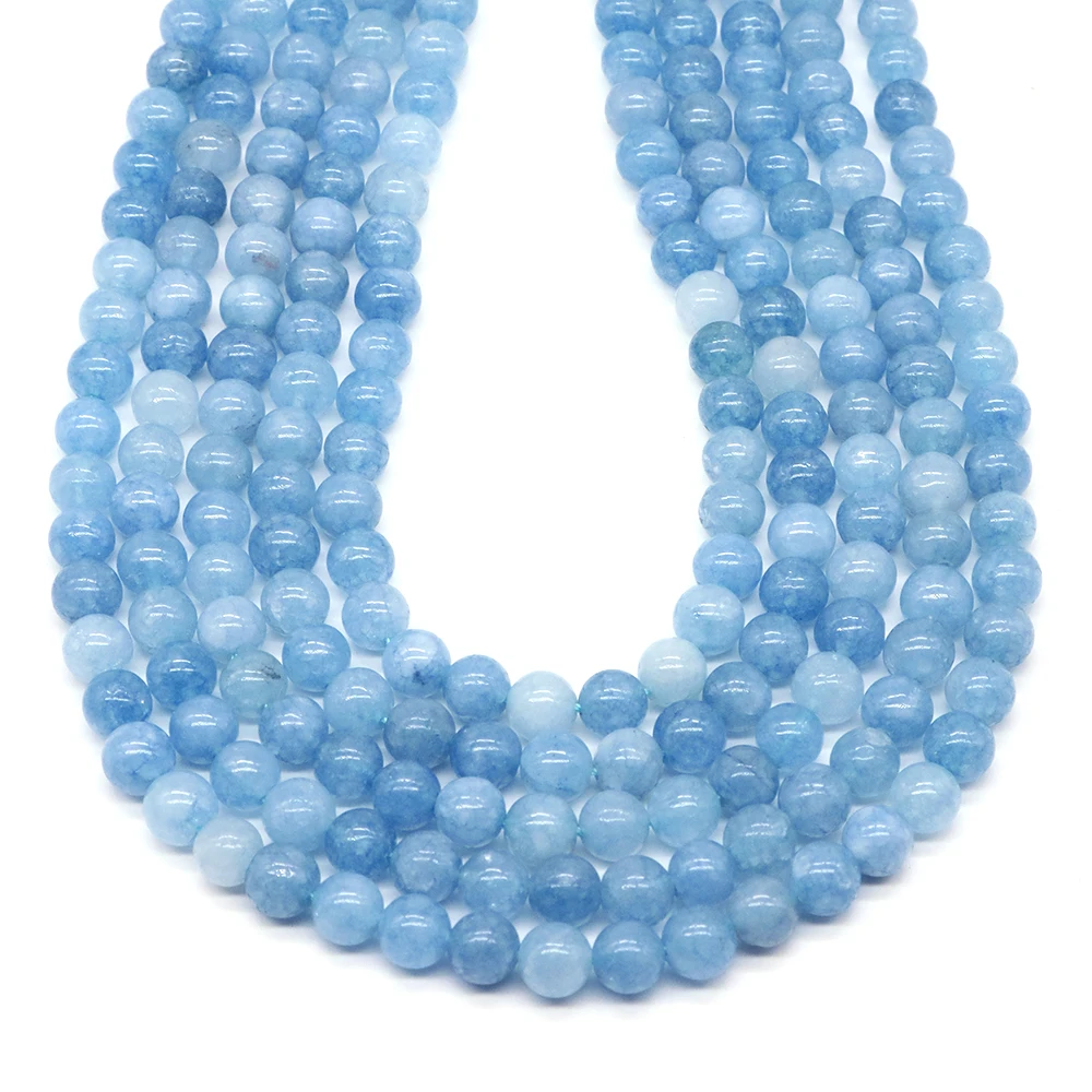

Aquamarines Natural Stone Bead Round Loose Beads For Crafts Jewelry Making DIY Bracelets Necklace Earring Accessories 4/6/8/10MM