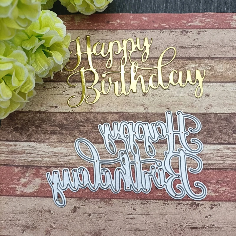 Happy Birthday Metal Cutting Dies Stencil DIY Scrapbooking Album Paper Card Template Mold Embossing Decoration