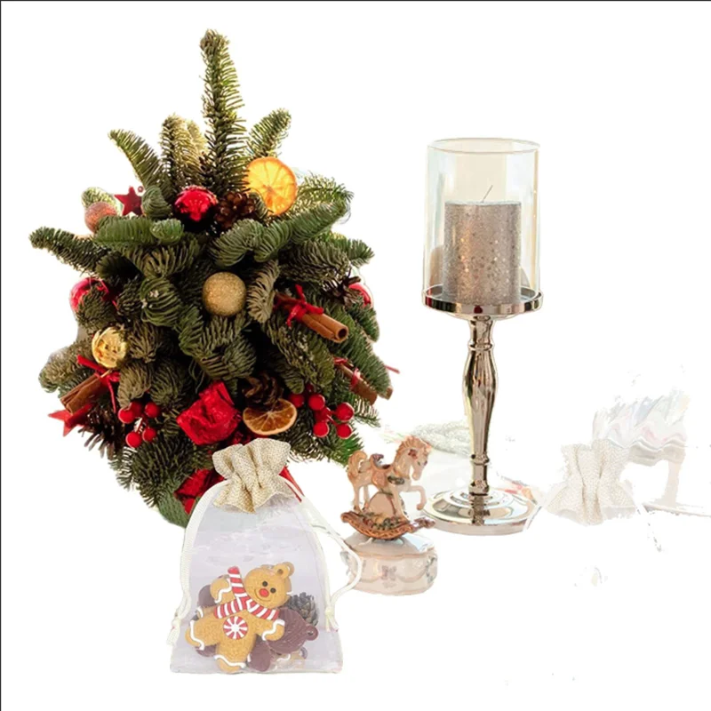 20Pcs Patchwork Linen Fabric for Candy and Toy Storage Packaging Festival Party Decoration Drawstring Drawstring Pocket