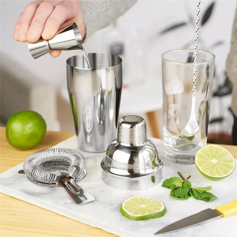 

A69ebartender Kit 24Oz Stainless Steel Cocktail Shaker Set Includes Jigger, Mixing Spoon, Strainer, Muddler, And Pour Spout Bar
