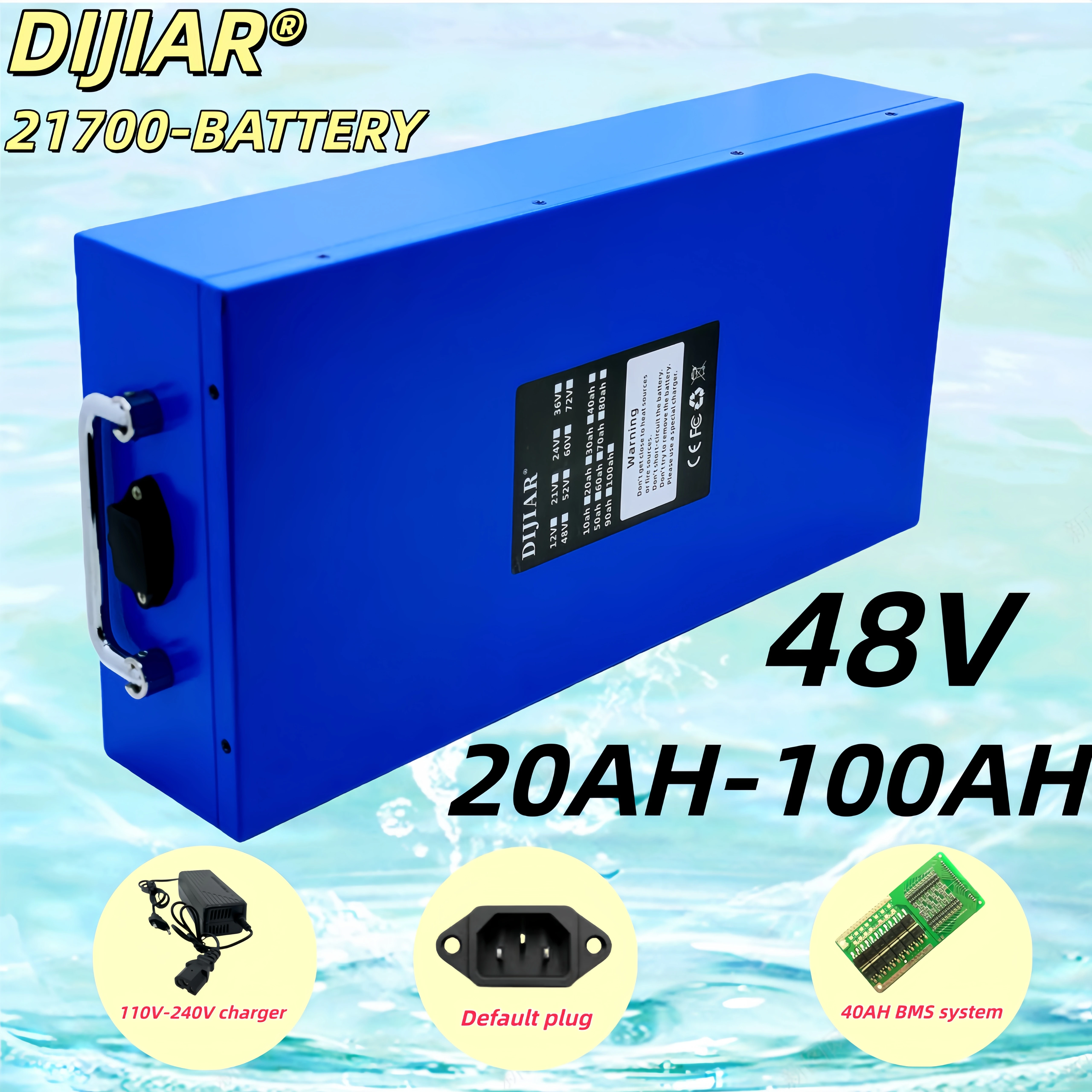 

72V40AH-80AH， 21700 lithium battery,+BMS 40AH, shipped within 24 hours, fast air transportation, suitable for motors below 3000W