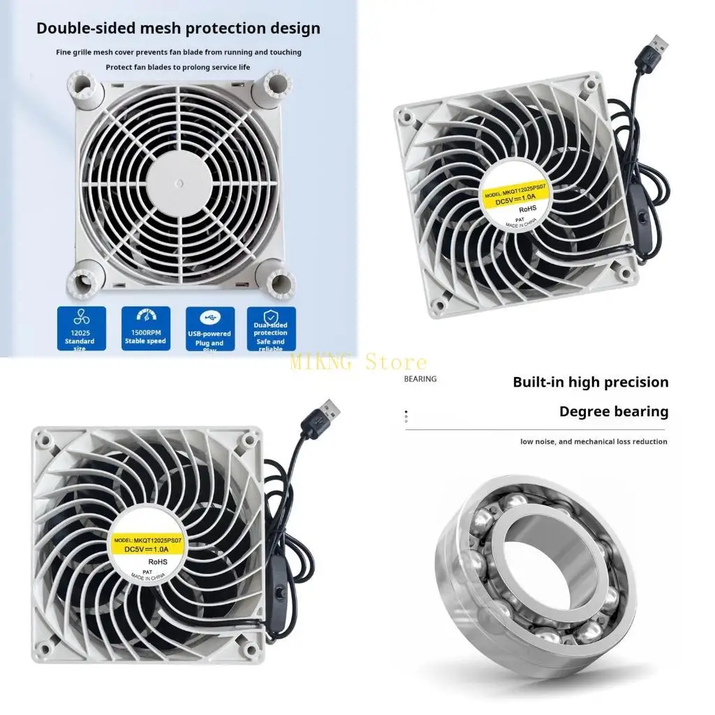 12025 12cm White Plastic Computer Fan With Two Ball Bearings For Efficient Router And Modem Ventilation Best Sale