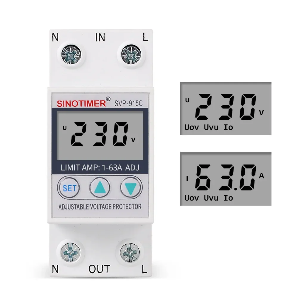 

Single Phase LCD Display Adjust Voltage Relay Control Over Under Voltage Protector 220V 63A 80A Over Current Cut Off Regulator