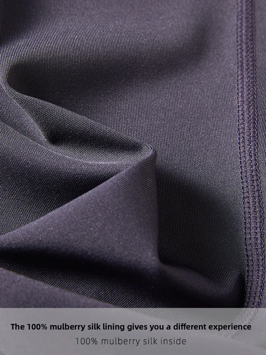 High-Waist Silk Yoga Pants Skin-Friendly Breathable Inner 00%  Silk Sl Comfortable Base Layer Trousers