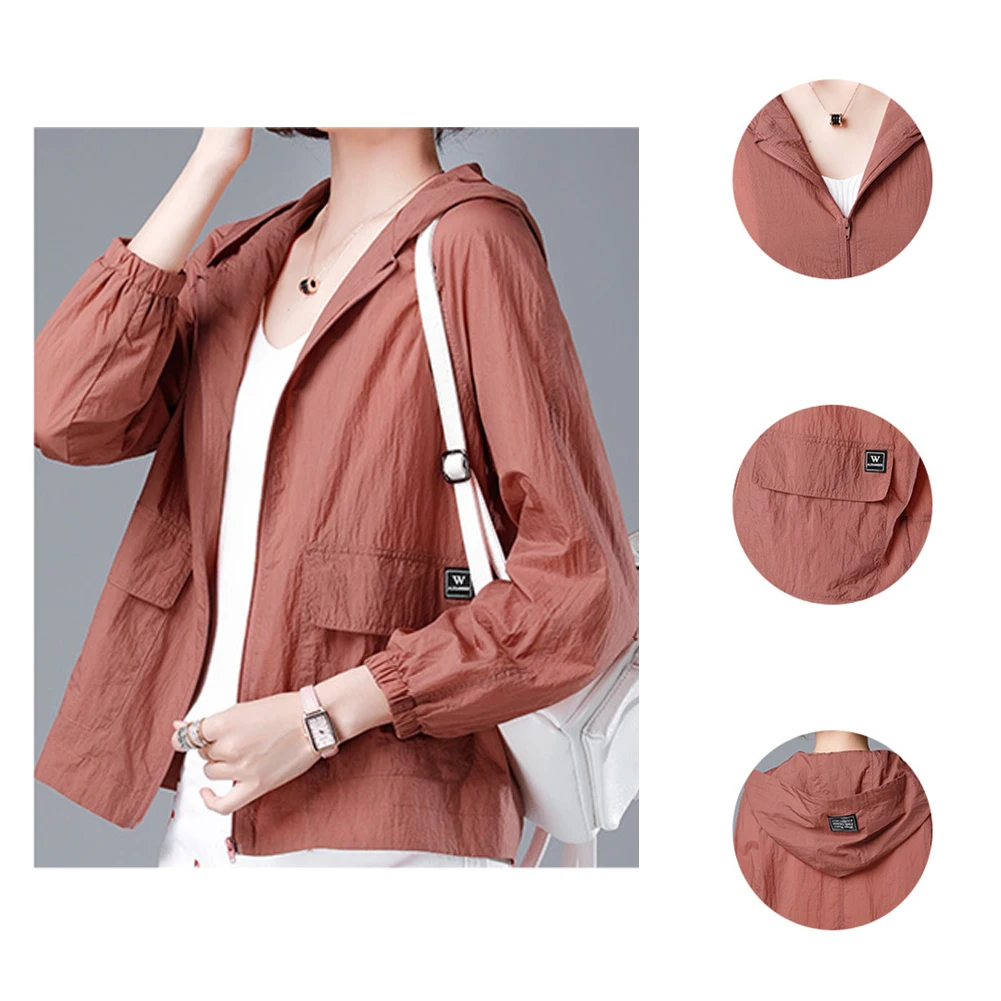 Women's Jacket Sunscreen Jacket For Holiday For Spring And Autumn Applicable For All Seasons Pure Color Pattern