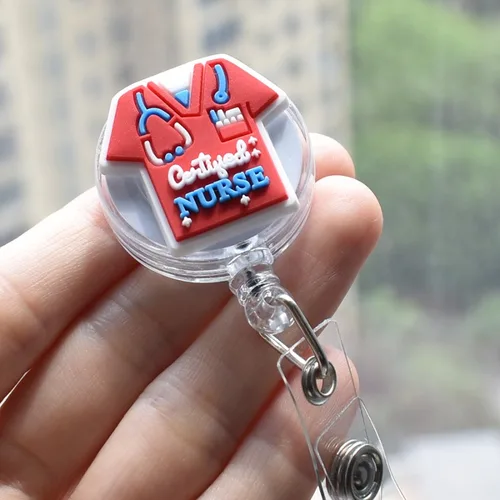 Imagen 2 del producto Portatarjetas de identificación de dibujos animados, carrete retráctil de silicona de alta calidad para médico, Hospital, enfermera, insignia, 1 Uds.
