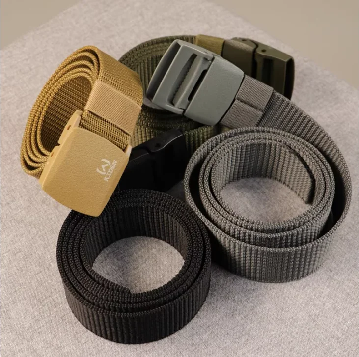Cinto tático KIDON com fivela plana dos Estados Unidos, cinto masculino antimagnético de aço plástico de poliéster e nylon