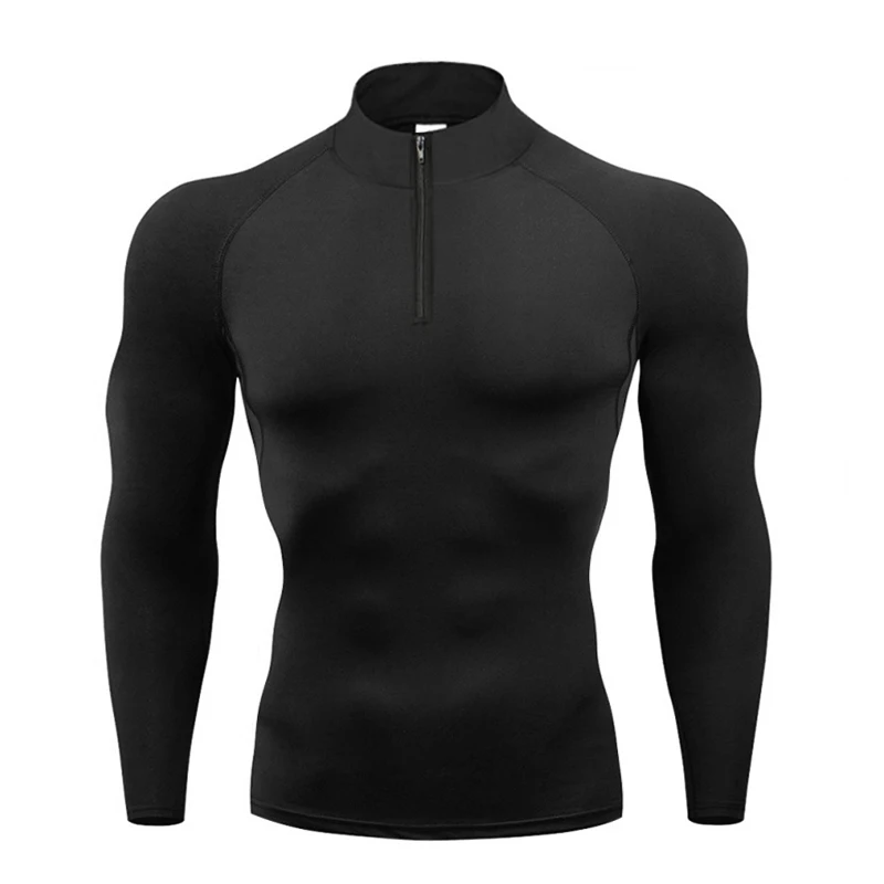 Mens Sportswear Trainning & Exercise T-Shirts Compression Fitness Long Sleeve Sports Polo Shirts Quick Dry Tight Gym Clothing