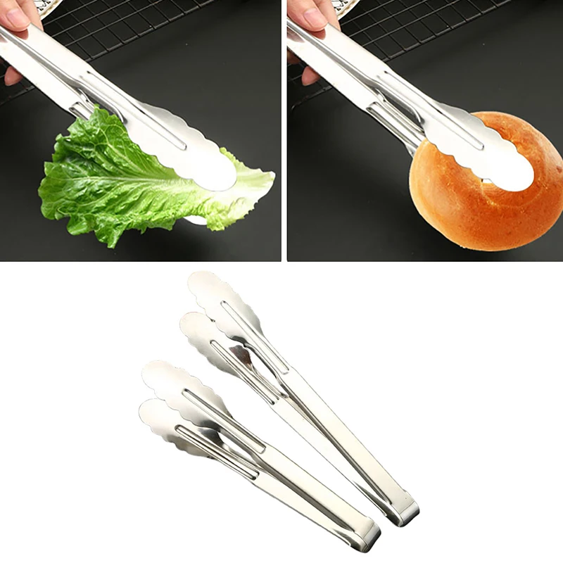 

1Pc Stainless Steel Food Tongs Kitchen Tool Utensils Buffet Cooking Tools Anti Heat Bread Clip Clamp BBQ Salad Tong Tools