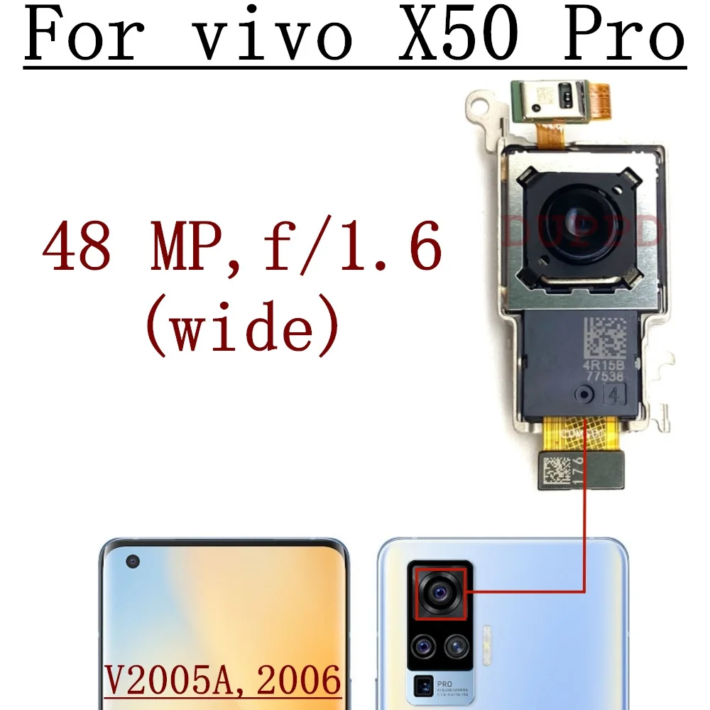 Original Small Front Camera For Vivo X50 Pro V2005A, 2006 Wide Periscope Telephoto Back Main Big Rear Camera Flex Cable