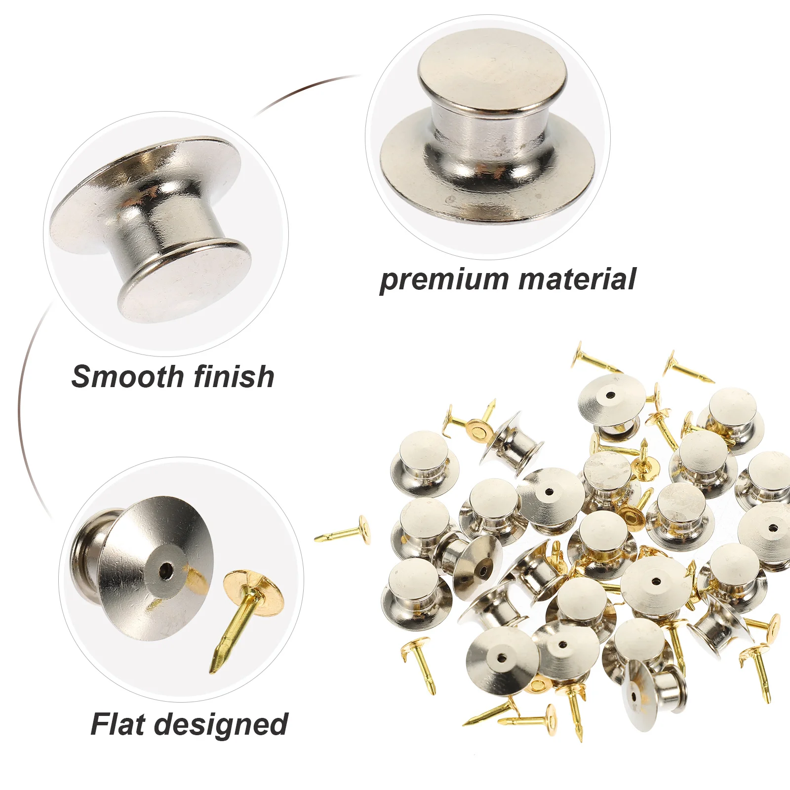 

25Pcs Metal Flat Locking Pin Backs for Brooch Badge Accessories Smooth Finish Sturdy Construction No Tools Required