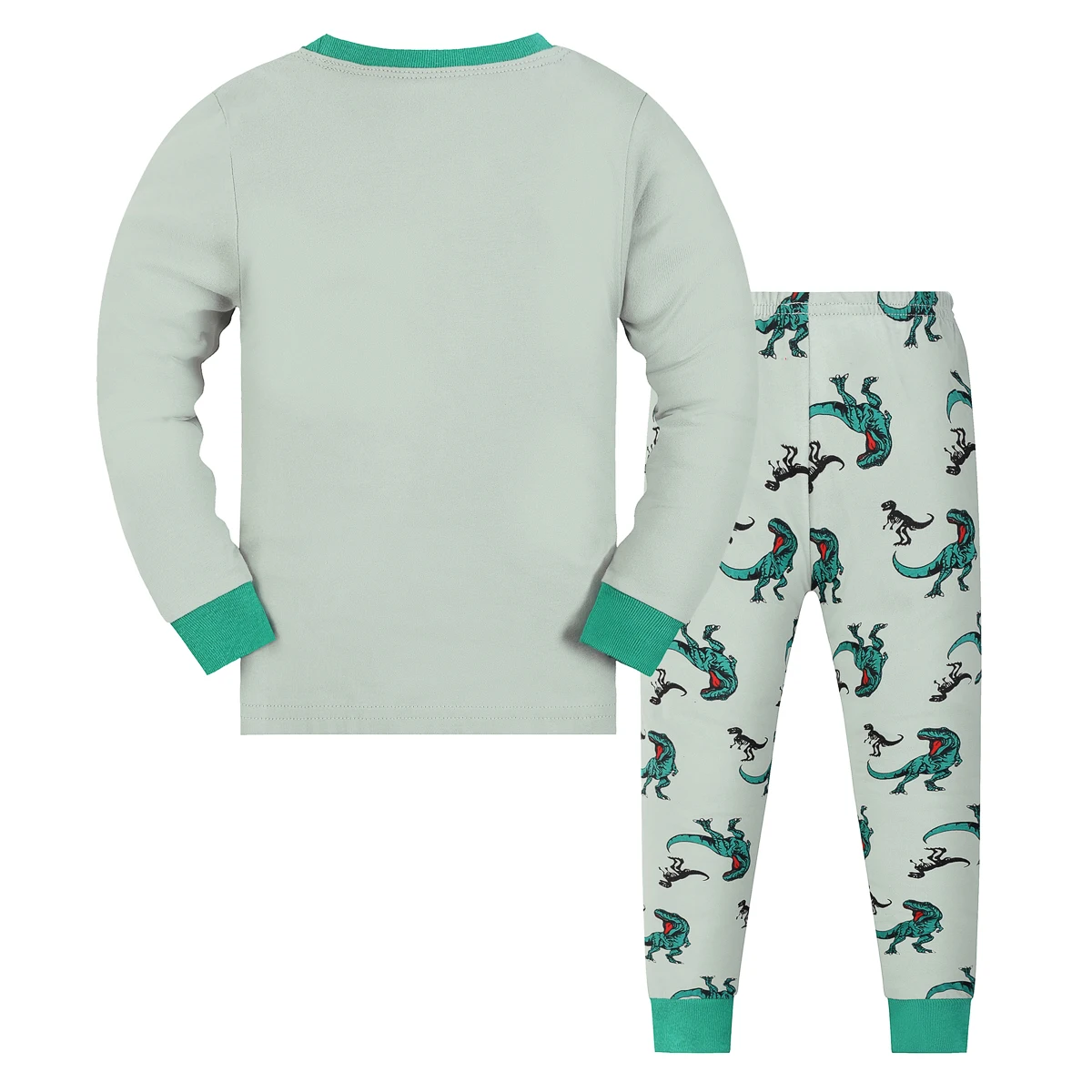 1615 Flame Retardant Cartoon Dinosaur Boy Long-Sleeved and Long-Pants Pajama Set, Suitable for Boys Aged 2 to 9