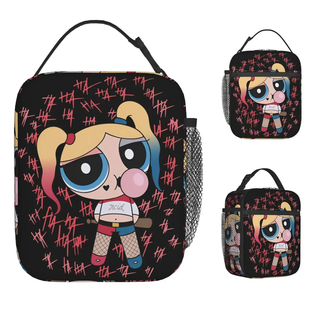 

The Powerpuffs Girls Lunch Bag Casual Lunch Box Picnic Convenient Thermal Lunch Bags For Women Oxford Print Cooler Bag
